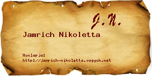 Jamrich Nikoletta névjegykártya